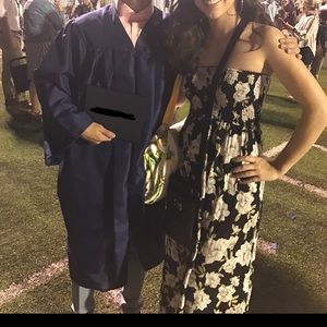 Forever 21 smocked strapless black and white floral dress